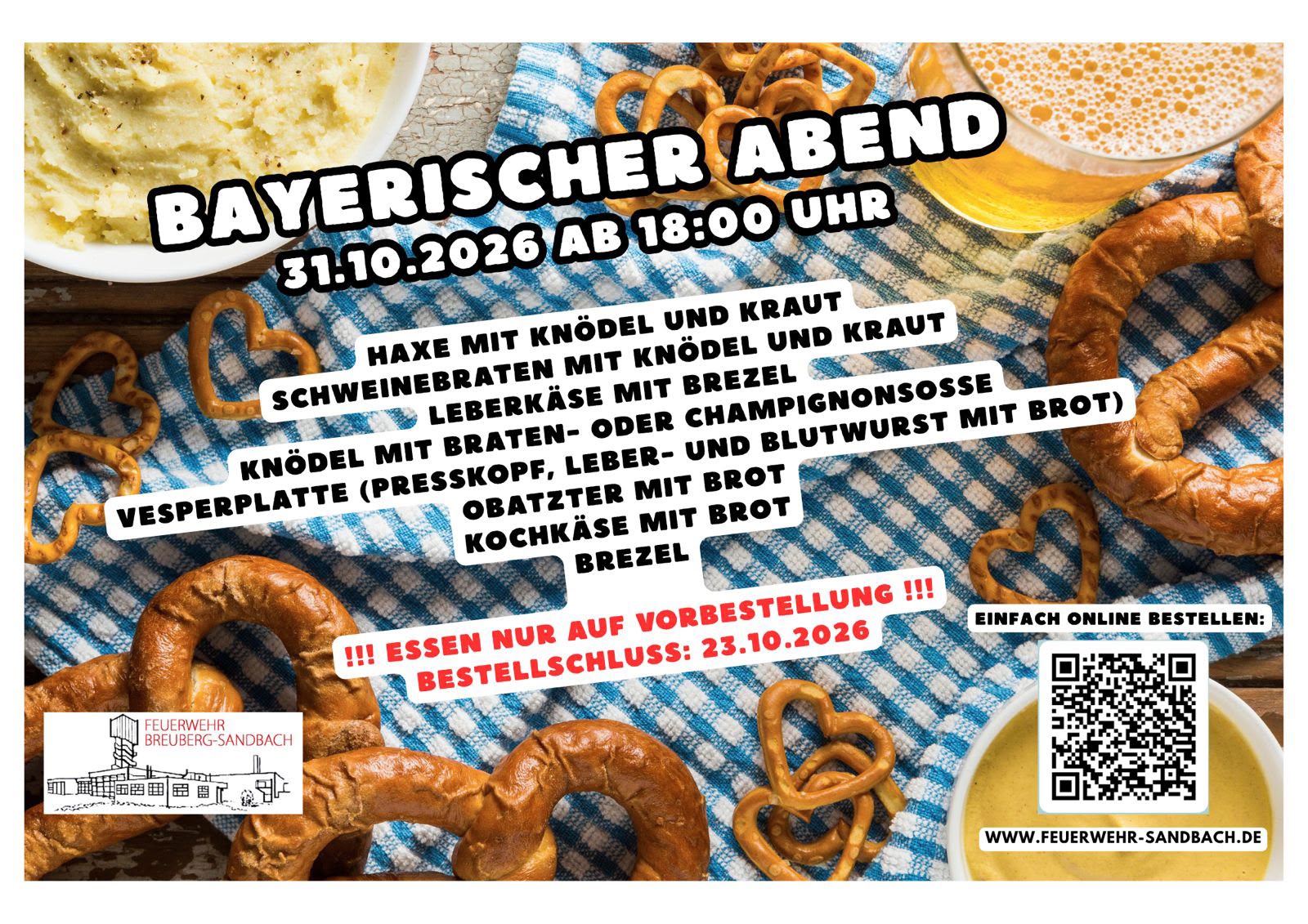 Einladung zum Bayrischen Abend 31.10.2026